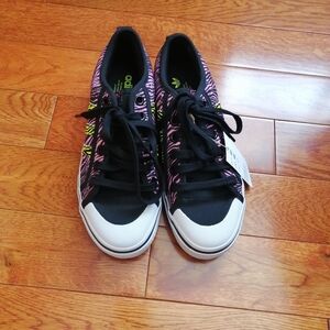 Adidas Zebra Print Sneakers with Pink and Black